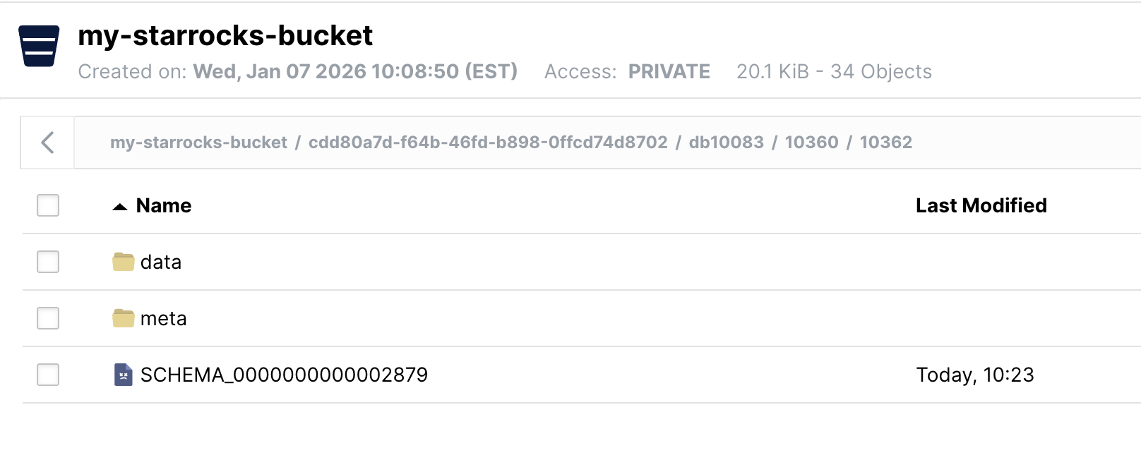 MinIO object browser